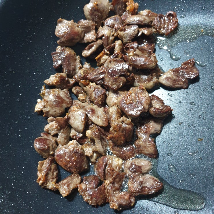  염통 대용량 사서 염통 구이, 맥주 소주 안주, 슈퍼에서 양념치킨 소스 사서 같이 먹기