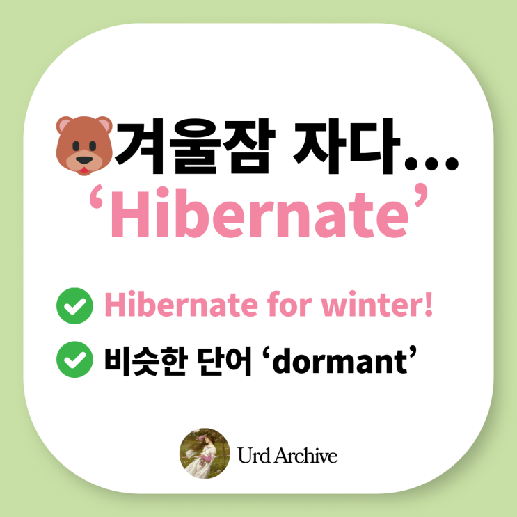  겨울잠 자는 곰처럼 쉬고 싶을 때 쓰는 "hibernate for winter" ️