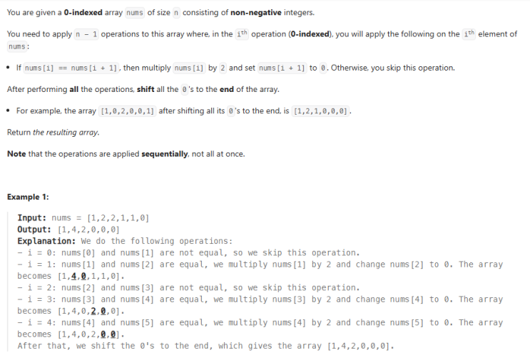  JAVA_LeetCode 2460_Apply Operations to an Array