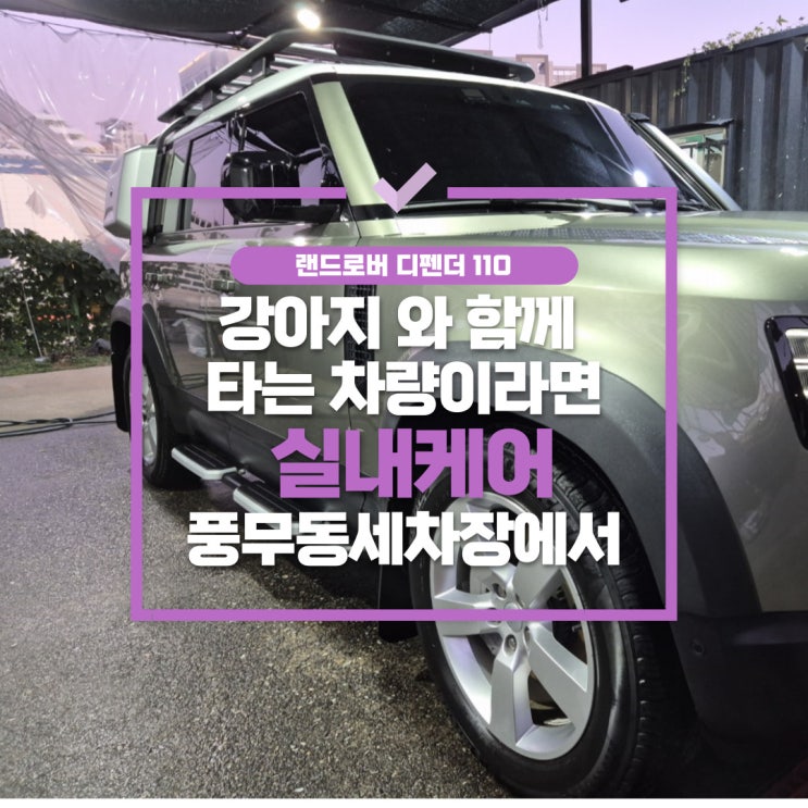  아라동실내세차 디펜더110 강아지와 함께 탄다면 필수