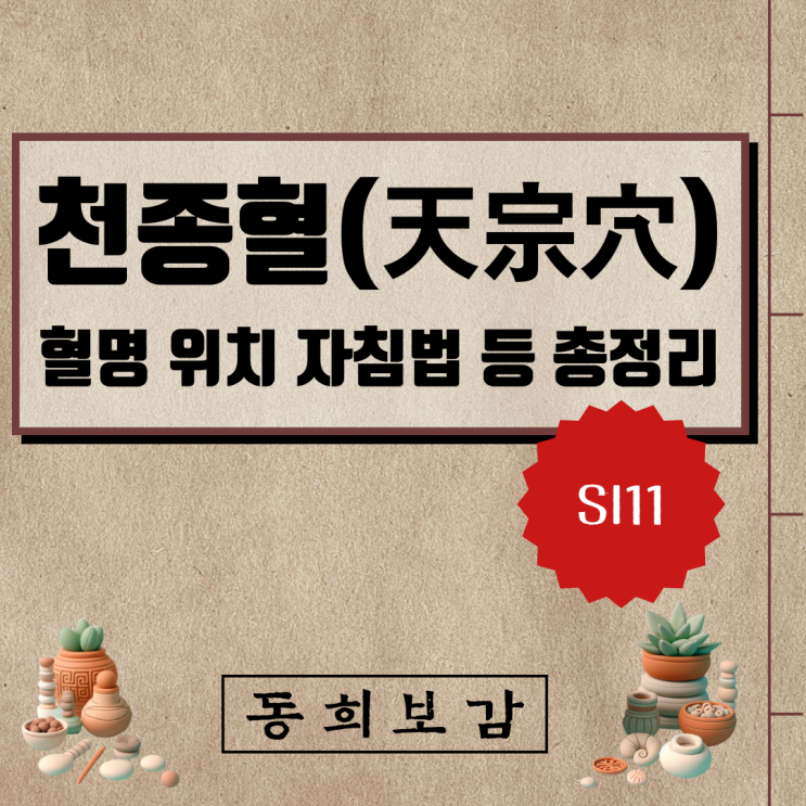  천종혈(天宗穴), SI11, 혈명 위치 자침법 등 총정리