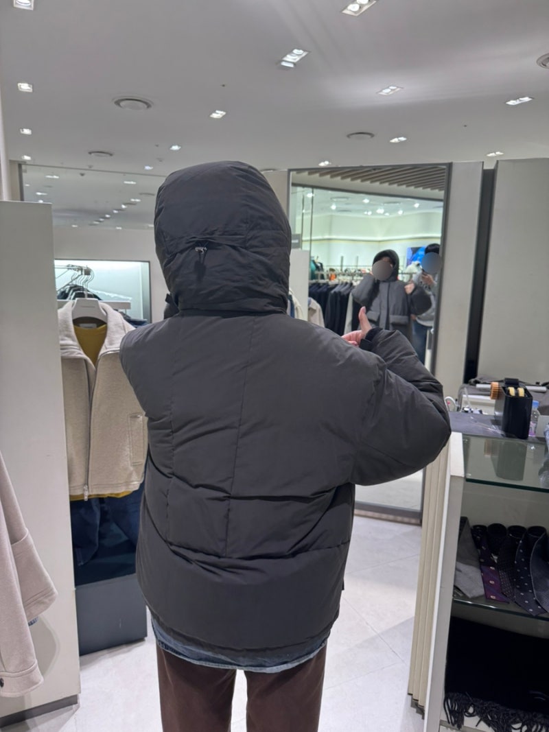 [CUSTOMELLOW 커스텀멜로우] Gray Hood Down Bomber 커스텀멜로우 패딩| 남성용 겨울패딩 추천, 커플패....