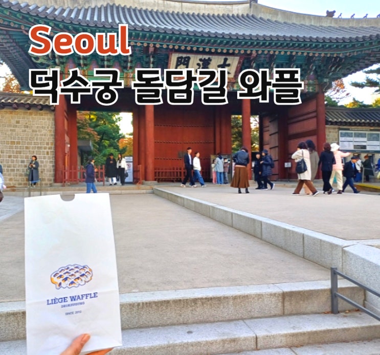 리에제와플 포장 메뉴 덕수궁돌담길 단풍 나무 서울 가을 산책