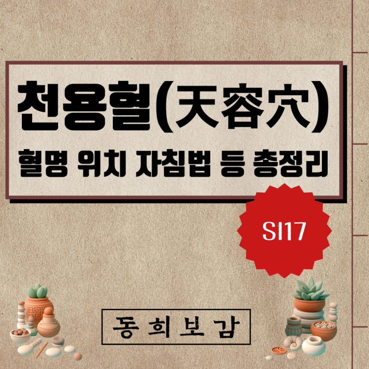 천용혈(天容穴), SI17, 혈명 위치 자침법 등 총정리