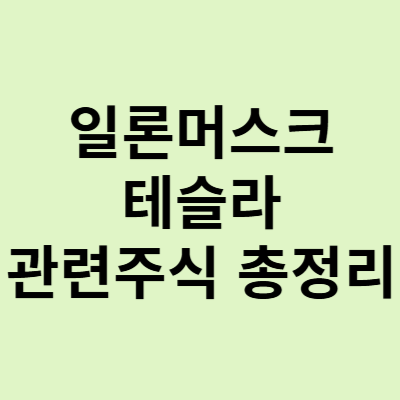  일론머스크 관련주, 테슬라 포함 대표주식 총정리!
