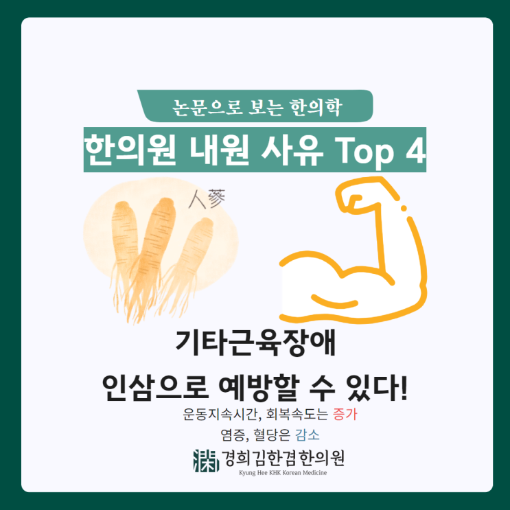  한의원 내원 사유 TOP4 근육장애 - 운동 전에 인삼을 섭취하면 좋은 점은?