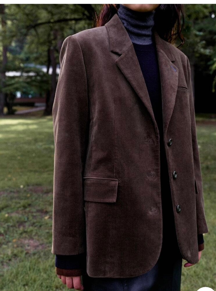  [구매후기] 구호플러스 Corduroy Semi Overfit Jacket - Brown 구매후기,착용샷