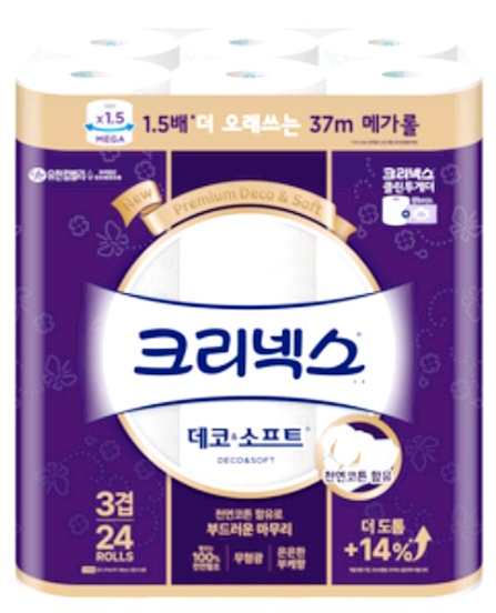  크리넥스 데코&소프트천연펄프 3겹 롤 화장지