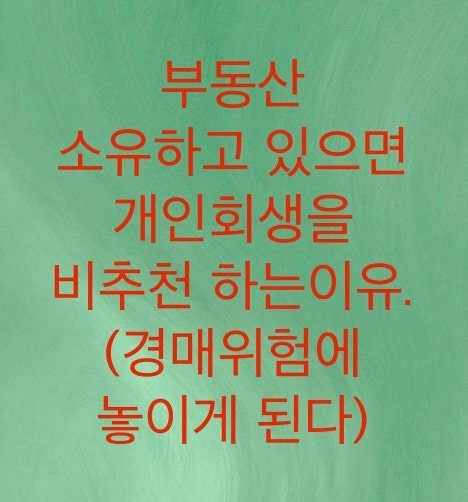  부동산을 소유하고 있으면 개인회생을 비추천드립니다. (경매위험은 금지명령과 개시결정을 조심하세요.)