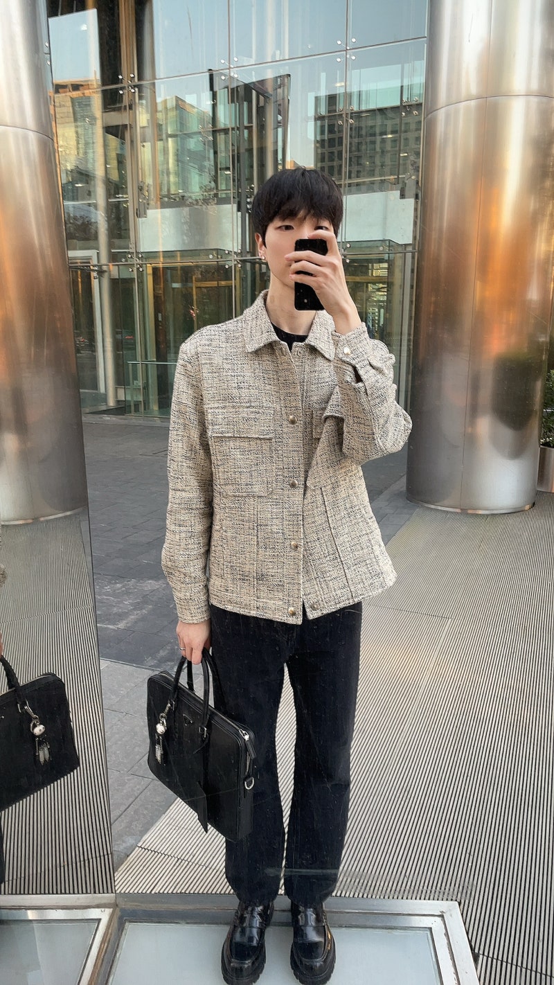 [데일리코디] 24/11/13 타임옴므 트위드 자켓 아이보리