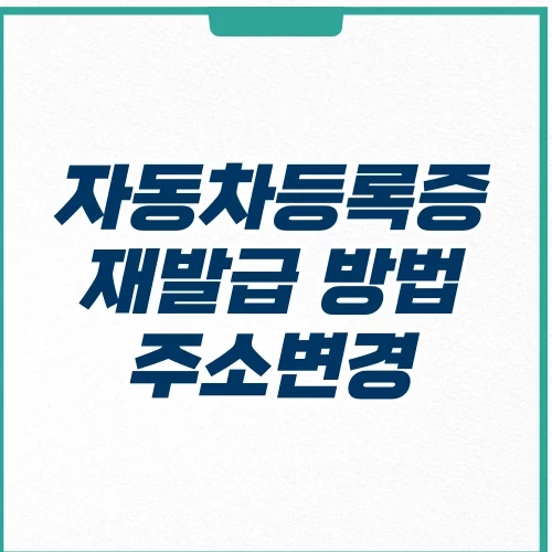  자동차등록증 재발급 인터넷 비용, 주소변경 방법