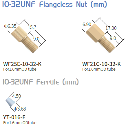  [Fitting] PEEK Flangeless Fittings 10-32UNF Thread Flat bottom 용