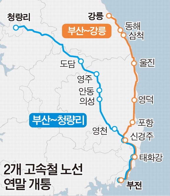  부산~강릉 ITX, 부산~청량리 KTX 연말 개통