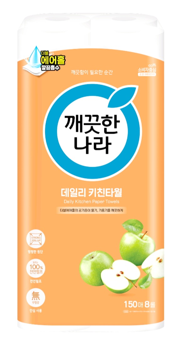  깨끗한한나라 천연펄프 데일리 롤키친타월, 150개입, 8개
