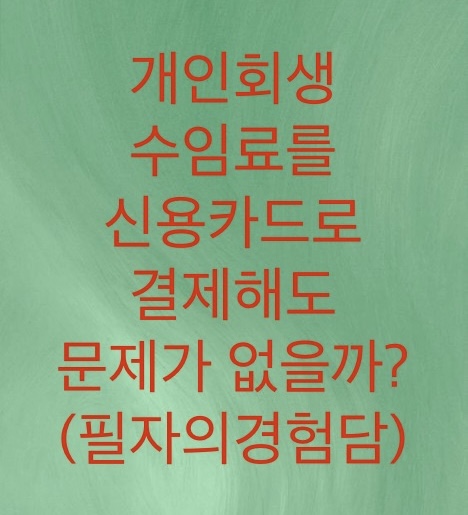  개인회생 수임료를 신용카드로 결제해도 문제없을까?(필자의경험담)