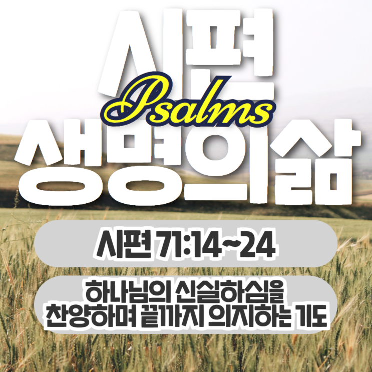 생명의삶 11월 15일: 시편 71:14~24 - 끝까지 의지하는 기도 생명의삶 11월 15일: 시편 71:14~24 - 끝까지 의지하는 기도