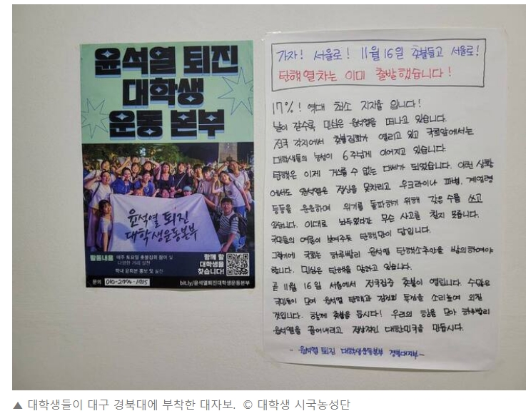 ‘윤석열 <b>탄핵 대자보</b>’ 121장 부착,<b>서울대</b>에 붙은 <b>대자보</b>에는... 