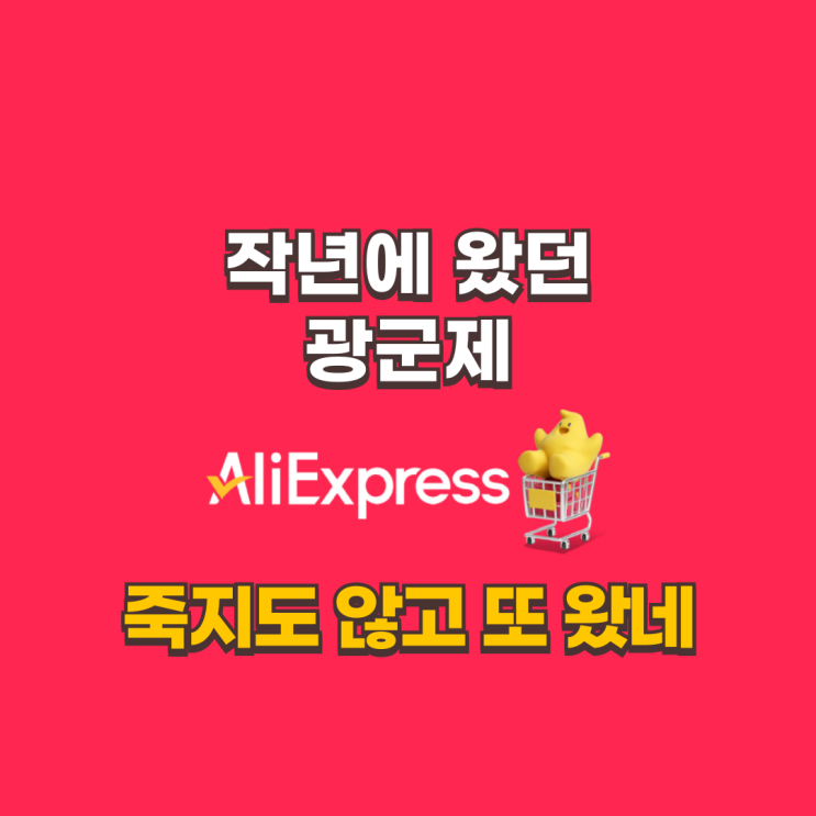  작년에 왔던 알리광군제 죽지도 않고 또 왔네(feat.프로모션코드)