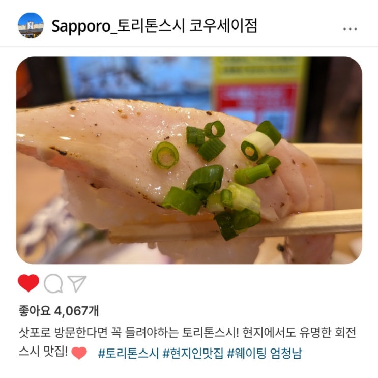   삿포로 필수 맛집, "토리톤스시"️ 진정한 스시 맛집 인정