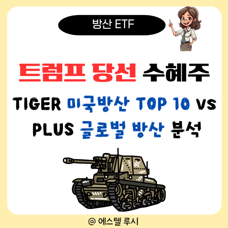  방산 ETF : TIGER 미국방산 TOP 10, PLUS 글로벌 방산은 트럼프 당선 수혜주