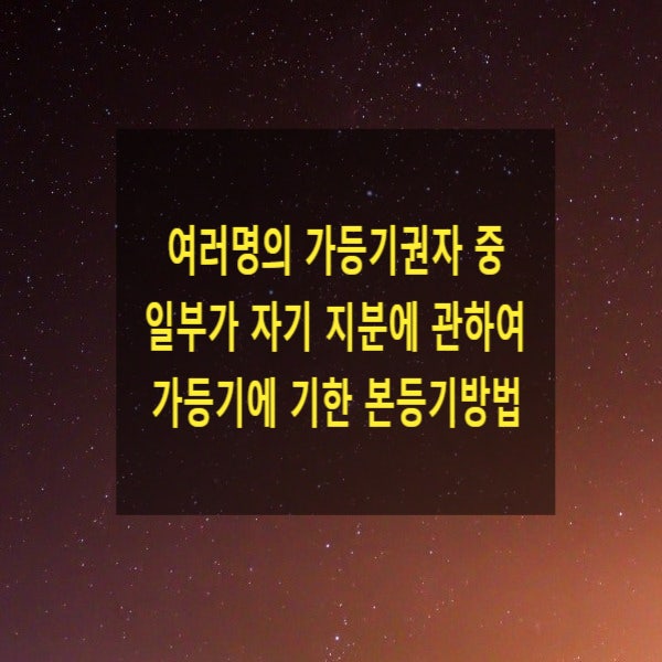  여러명의 가등기권자 중 일부가 자기 지분에 관하여 가등기에 기한 본등기방법(가등기담보, 청산정차, 매매예약완결권)