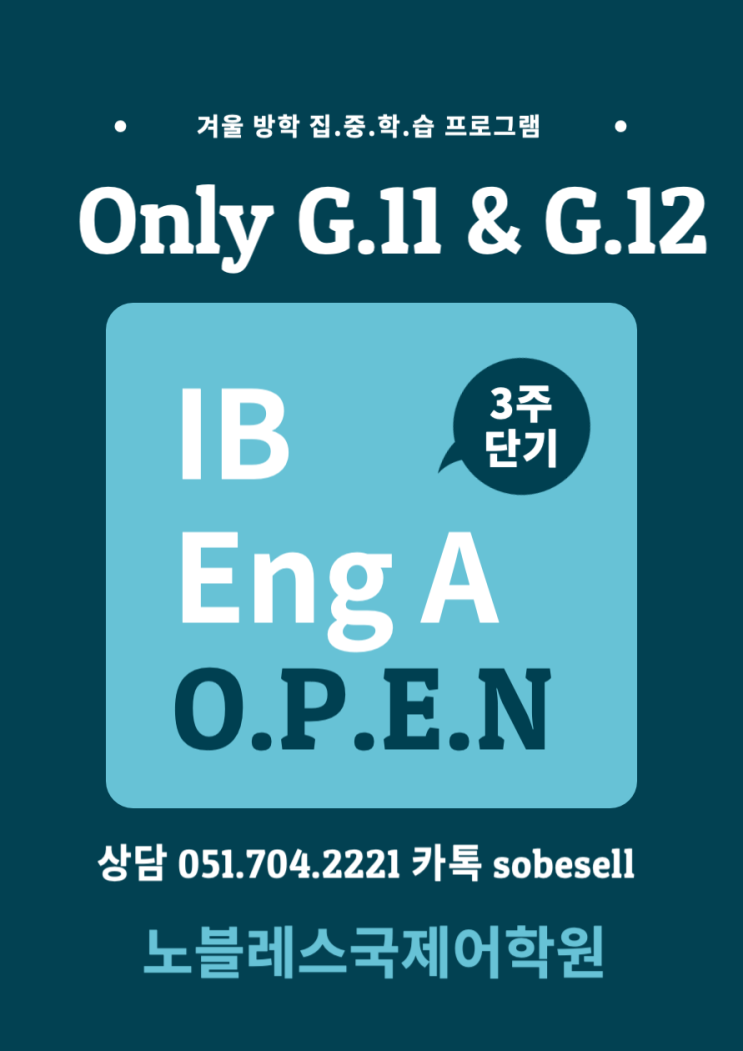  2024 겨울특강 IB Eng A IB Eng B -노블레스국제 어학원
