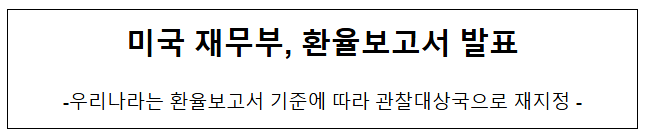 미국 재무부, 환율보고서 발표 미국 재무부, 환율보고서 발표