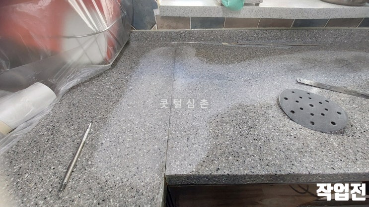  여수 순천 광양 인조대리석 싱크대상판 크랙 균열 갈라짐 보수 및 수리방법은?
