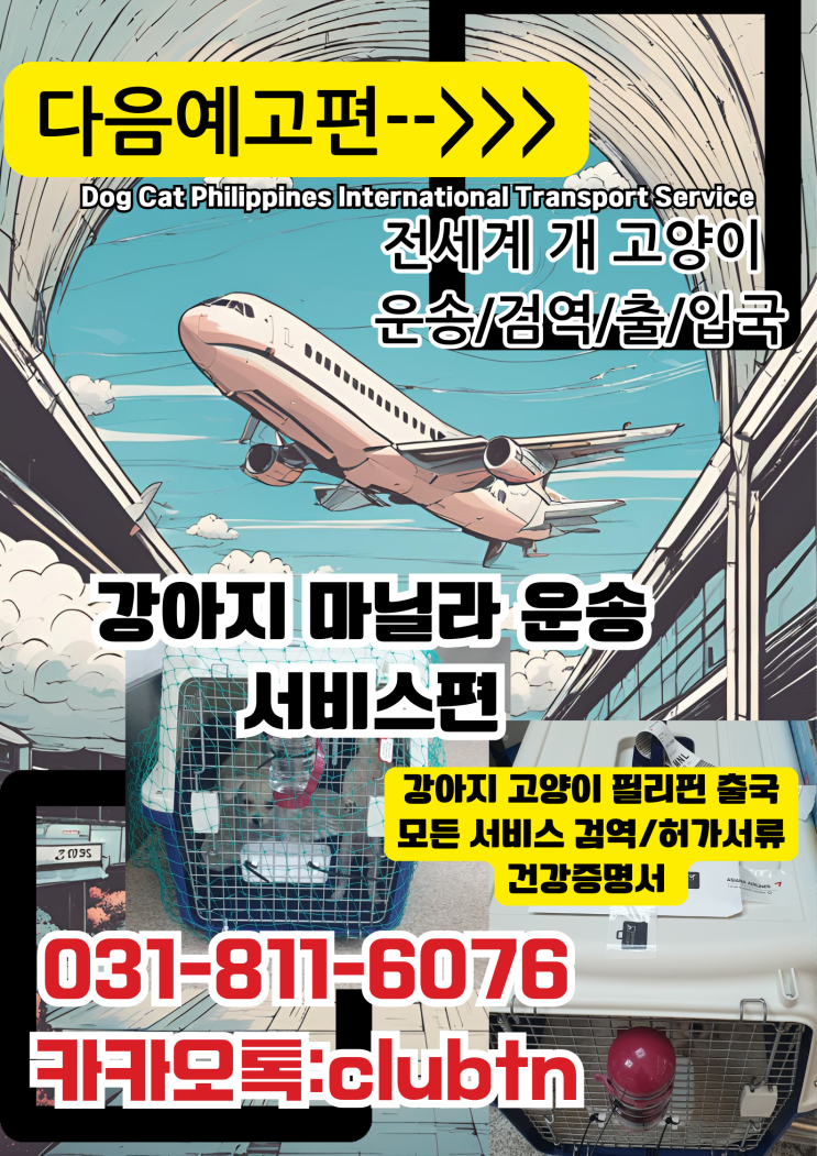  강아지 고양이 반려동물 반려견 애완동물 반려묘 필리핀 마닐라 클락 세부 운송 검역 SPS허가서류 완벽 대행 서비스 예고편 ️