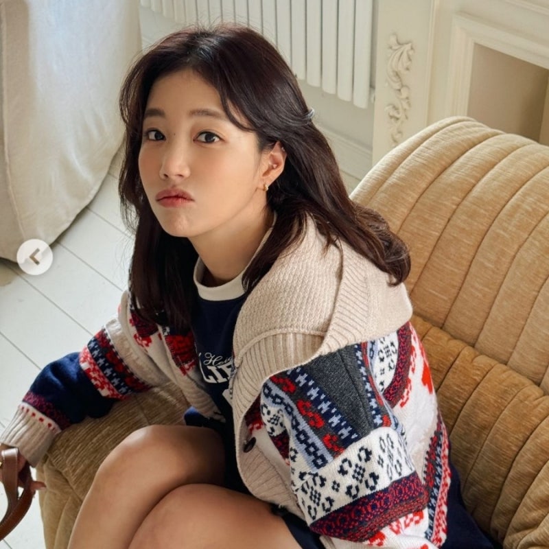 베네통 니트가디건 브랜드 코디 , 기은세 인스타그램 속 그 옷!