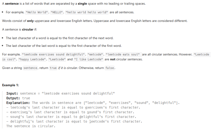  JAVA_LeetCode 2490_Circular Sentence