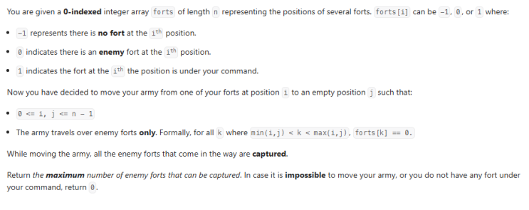  JAVA_LeetCode 2511_Maximum Enemy Forts That Can Be Captured