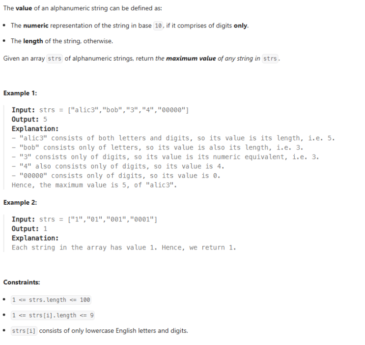  JAVA_LeetCode 2496_Maximum Value of a String in an Array