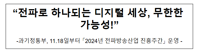 “전파로 하나되는 디지털 세상, 무한한 가능성!” “전파로 하나되는 디지털 세상, 무한한 가능성!”