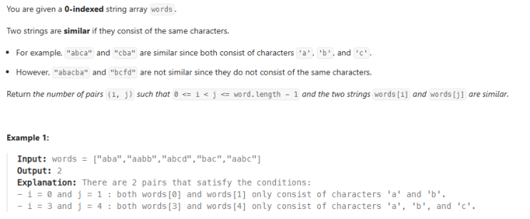  JAVA_LeetCode 2506_Count Pairs Of Similar Strings