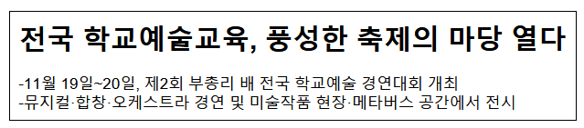 전국 학교예술교육, 풍성한 축제의 마당 열다 전국 학교예술교육, 풍성한 축제의 마당 열다
