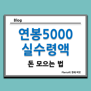  연봉 5000 실수령액은 얼마길래 돈을 못 모을까