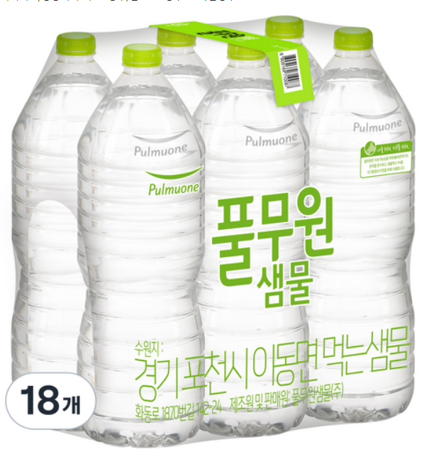  쿠팡풀무원샘물 생수 무라벨, 2L, 18개 - 국산생수