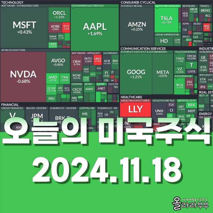  11월 18일(현지시간) 오늘 미국 주식 엔비디아 테슬라