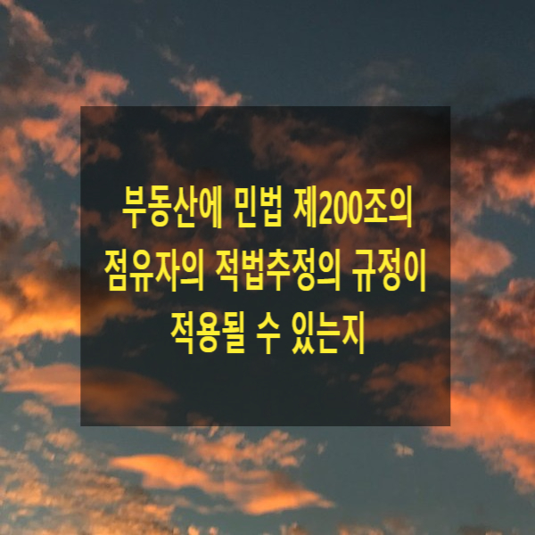  부동산에 민법 제200조의 점유자의 적법추정의 규정이 적용될 수 있는지