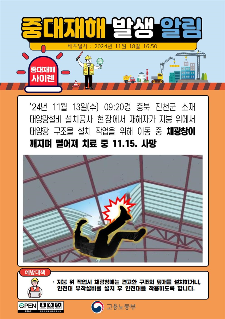  중대재해 추락, 충돌, 매몰사고