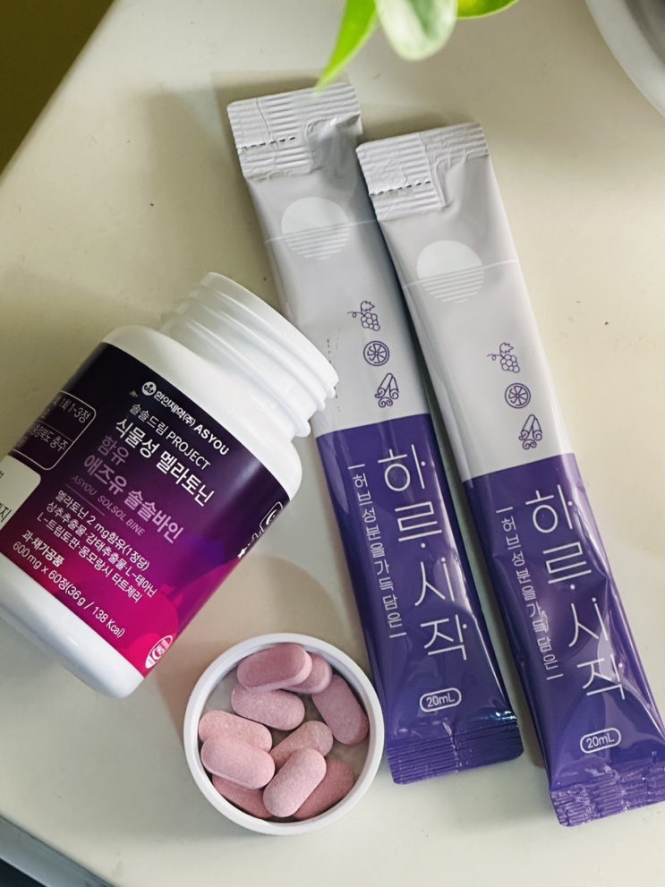솔솔바인 식물성 멜라토닌 <b>수면</b>보조제와 하루시작 카페인 없는 붓....