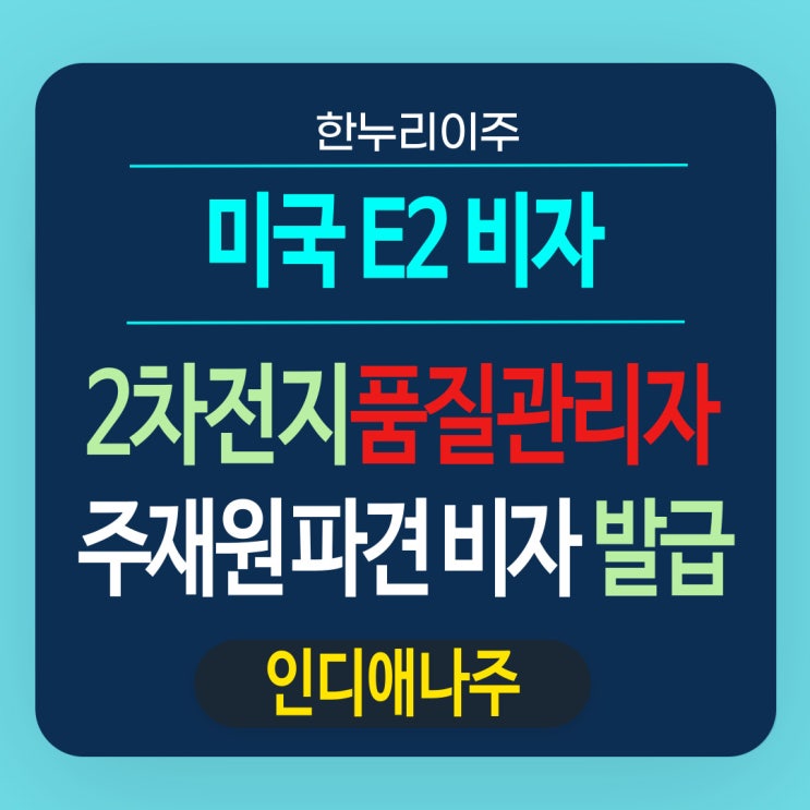  2차전지배터리 품질보증관리자 미국E2비자 발급