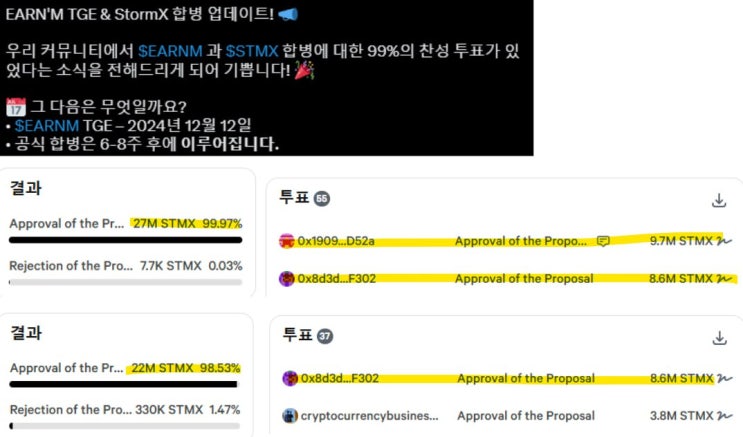  스톰엑스(STMX)와 EARNM의 합병은 코인 사짜들한테 좋은 교보재가 되어 줍니다.
