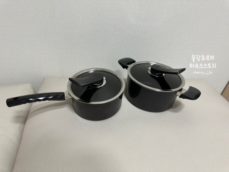 해피콜 다이아몬드 IH 편수(18cm) 양수(20cm) 2종 냄비세트 내돈내산 후기
