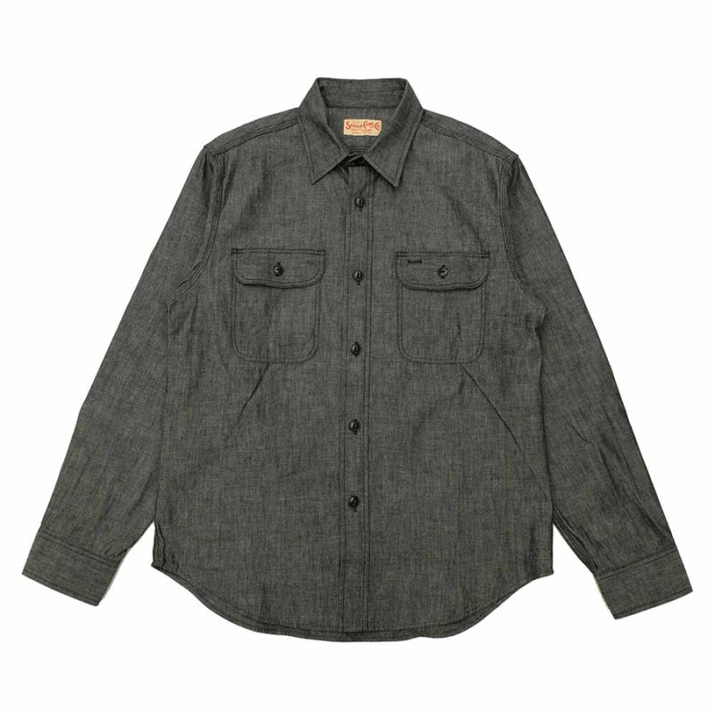SUGAR CANE BLACK CHAMBRAY WORK SHIRTS 슈가 케인 블랙 샴브레이 워크 셔츠 XXL SC25159