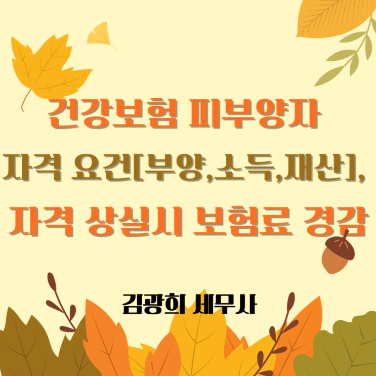  건강보험 피부양자 소득 요건[부양,재산], 피부양자 자격 상실시 보험료 경감