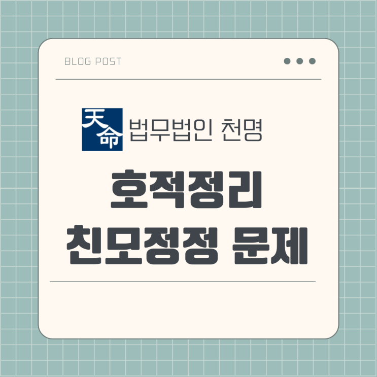 호적정리 친모정정 문제 호적정리 친모정정 문제