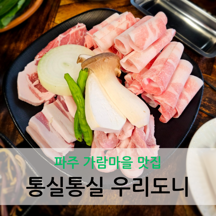  파주 가람마을 맛집 새로 오픈한 대패삼겹살 생고기 전문점 통실통실 우리도니
