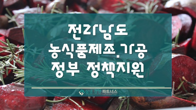 전남 농식품 제조 가공 정부지원 사업